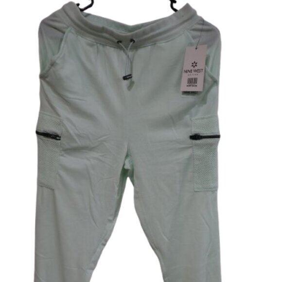 NWT Nine West Active Women's Mesh Cargo Joggers Mint Green Drawstring Size S,M,L - Picture 5 of 6